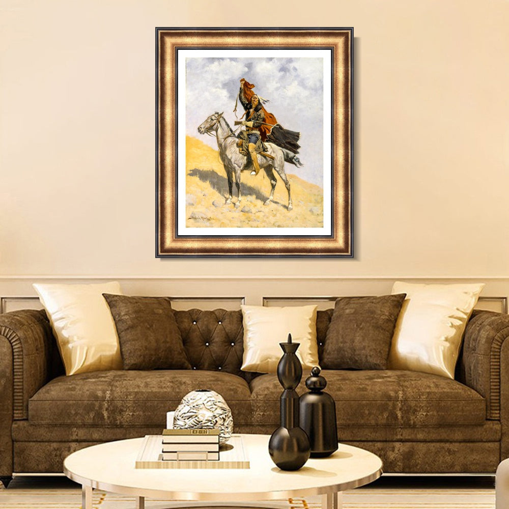 INVIN ART Framed Canvas Art Giclee Print The Blanket Signal by Frederic Remington Wall Art