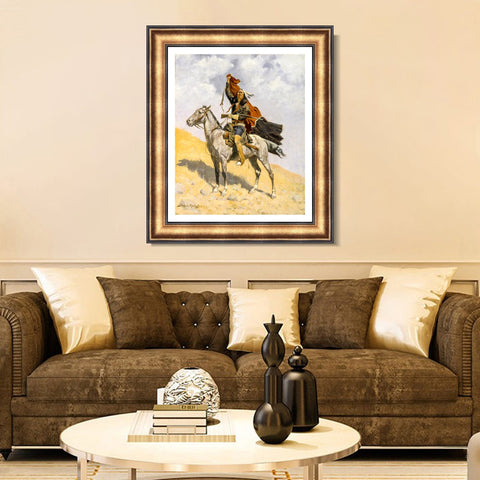 INVIN ART Framed Canvas Art Giclee Print The Blanket Signal by Frederic Remington Wall Art Living Room Home Office Decorations