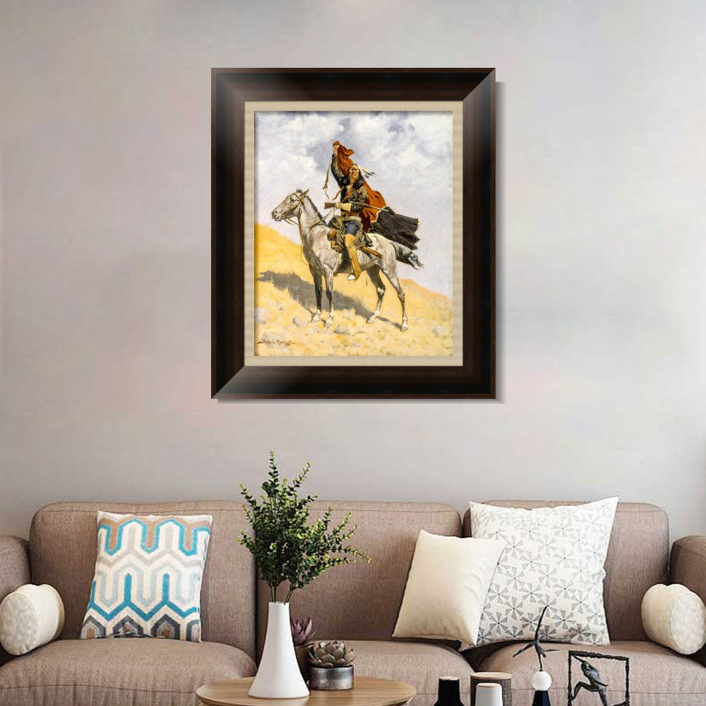 INVIN ART Framed Canvas Art Giclee Print The Blanket Signal by Frederic Remington Wall Art