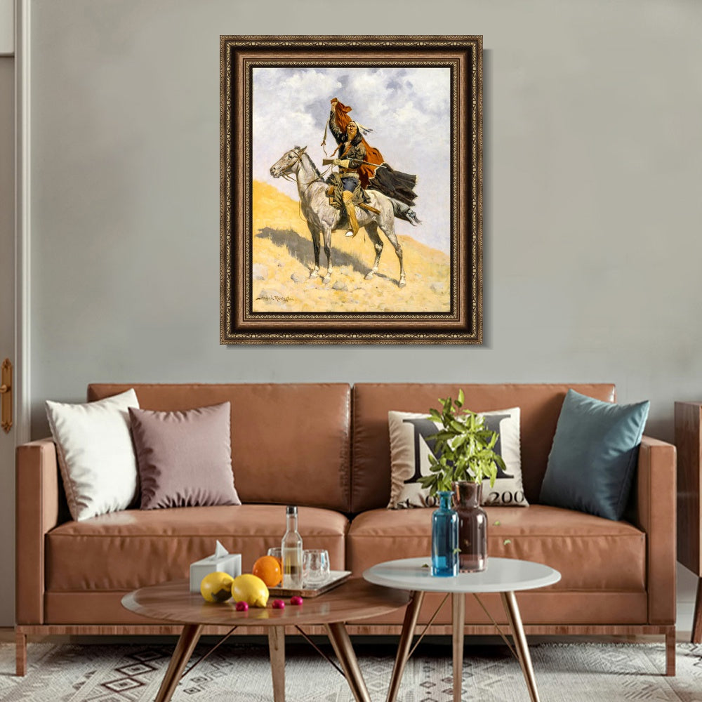 INVIN ART Framed Canvas Art Giclee Print The Blanket Signal by Frederic Remington Wall Art