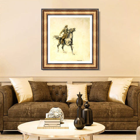 INVIN ART Framed Canvas Art Giclee Print HUSSAR, RUSSIAN GUARD CORPSE by Frederic Remington Wall Art Living Room Home Office Decorations