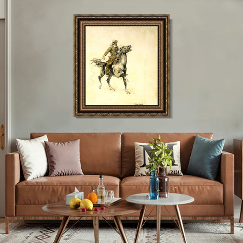 INVIN ART Framed Canvas Art Giclee Print HUSSAR, RUSSIAN GUARD CORPSE by Frederic Remington Wall Art Living Room Home Office Decorations