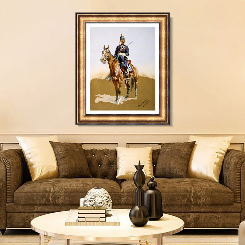 INVIN ART Framed Canvas Art Giclee Print The Gendarme by Frederic Remington Wall Art