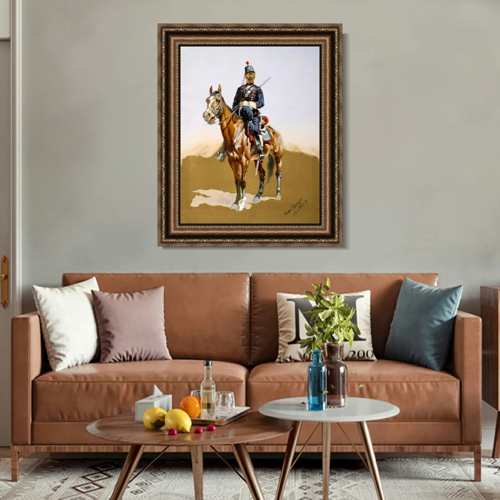 INVIN ART Framed Canvas Art Giclee Print The Gendarme by Frederic Remington Wall Art