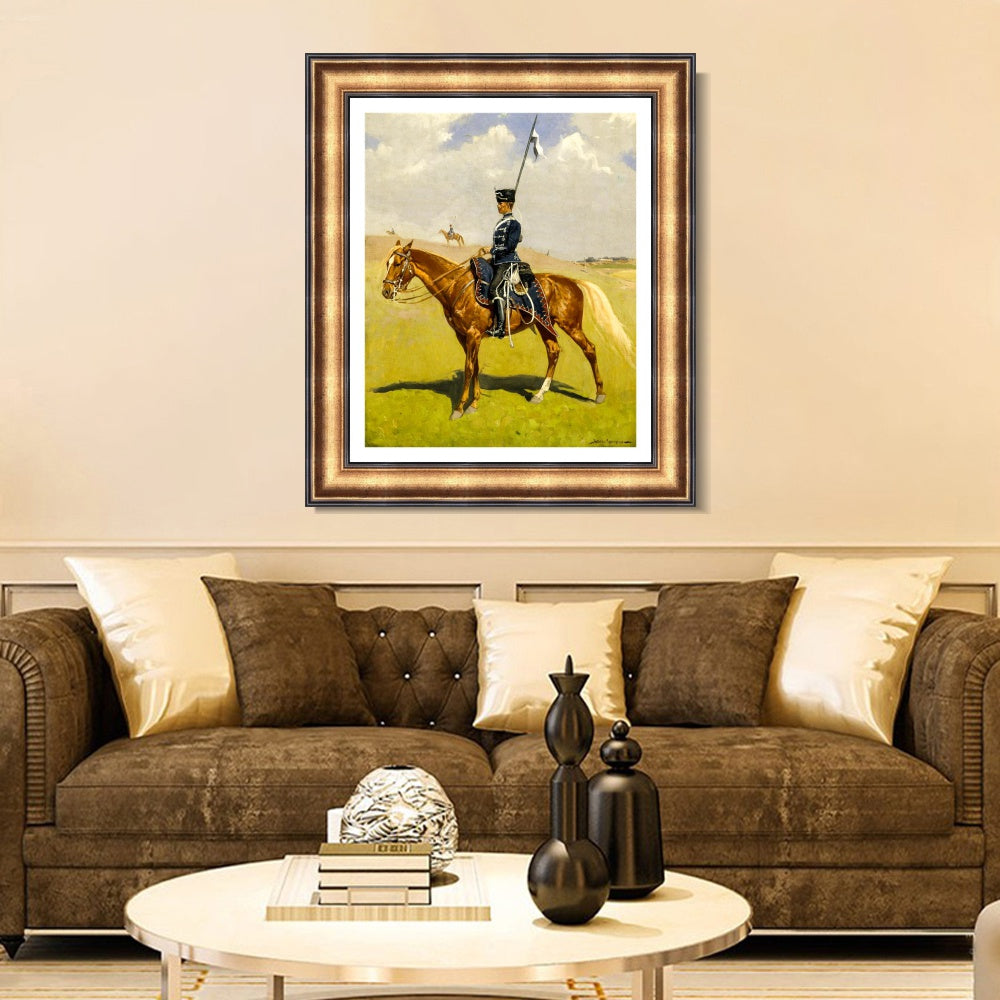 INVIN ART Framed Canvas Art Giclee Print The_Hussar by Frederic Remington Wall Art
