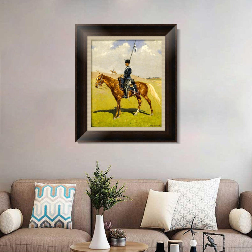 INVIN ART Framed Canvas Art Giclee Print The_Hussar by Frederic Remington Wall Art