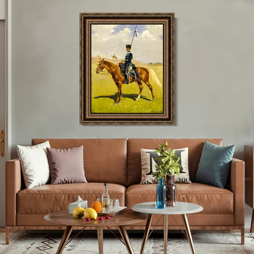 INVIN ART Framed Canvas Art Giclee Print The_Hussar by Frederic Remington Wall Art