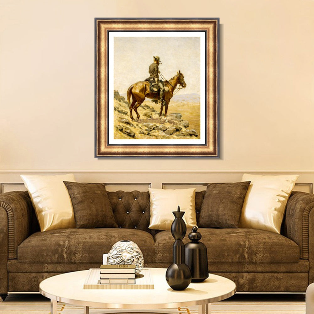 INVIN ART Framed Canvas Art Giclee Print The Lookout by Frederic Remington Wall Art