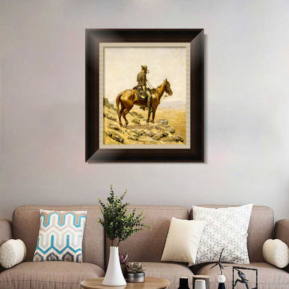 INVIN ART Framed Canvas Art Giclee Print The Lookout by Frederic Remington Wall Art