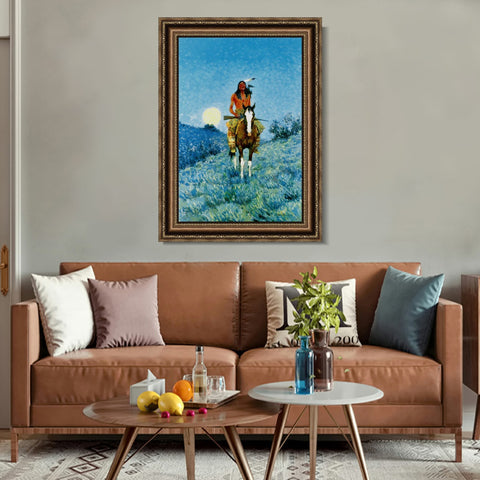 INVIN ART Framed Canvas Art Giclee Print The Outlier by Frederic Remington Wall Art Living Room Home Office Decorations