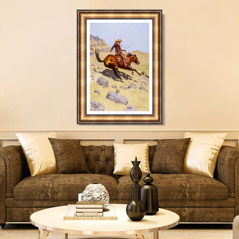 INVIN ART Framed Canvas Art Giclee Print The Cowboy, 1902 by Frederic Remington Wall Art Living Room Home Office Decorations