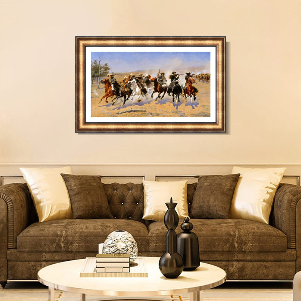 INVIN ART Framed Canvas Art Giclee Print A Dash for the Timber by Frederic Remington Wall Art
