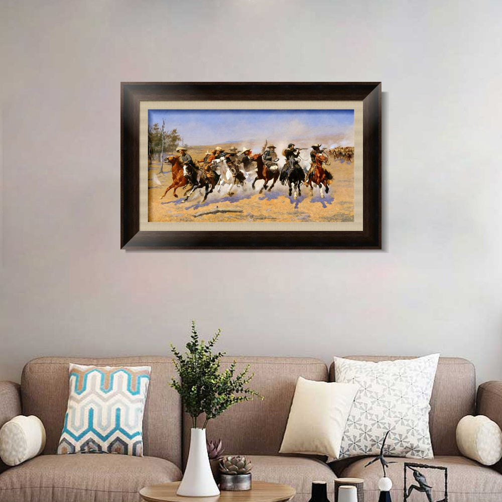 INVIN ART Framed Canvas Art Giclee Print A Dash for the Timber by Frederic Remington Wall Art