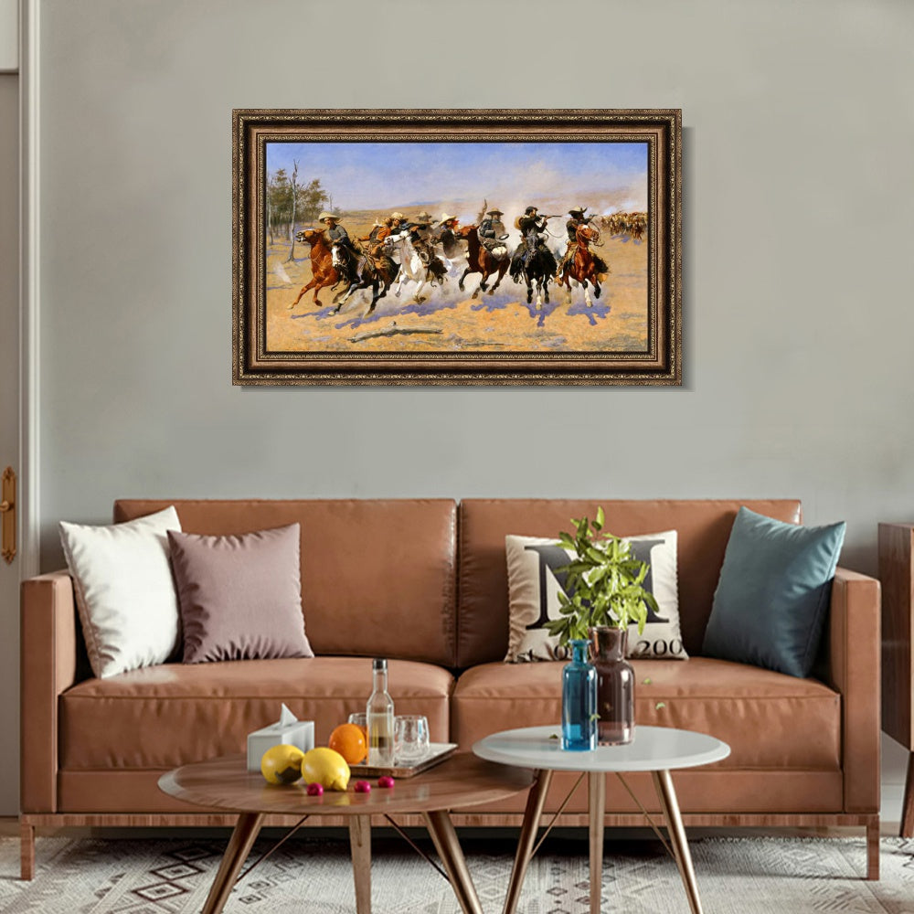 INVIN ART Framed Canvas Art Giclee Print A Dash for the Timber by Frederic Remington Wall Art