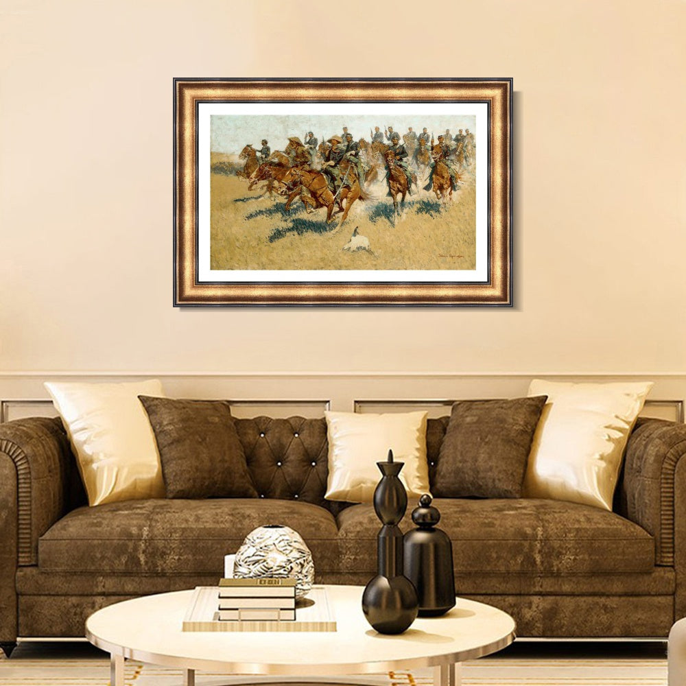 INVIN ART Framed Canvas Art Giclee Print Cavalry Charge on the Southern Plains by Frederic Remington Wall Art