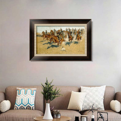 INVIN ART Framed Canvas Art Giclee Print Cavalry Charge on the Southern Plains by Frederic Remington Wall Art Living Room Home Office Decorations