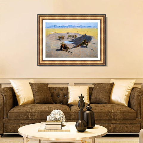 INVIN ART Framed Canvas Art Giclee Print Fight for the Waterhole by Frederic Remington Wall Art Living Room Home Office Decorations