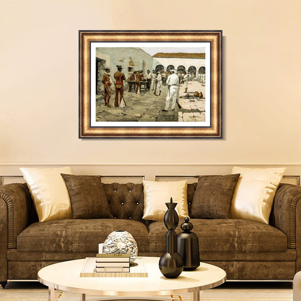 INVIN ART Framed Canvas Art Giclee Print The Mier Expedition by Frederic Remington Wall Art