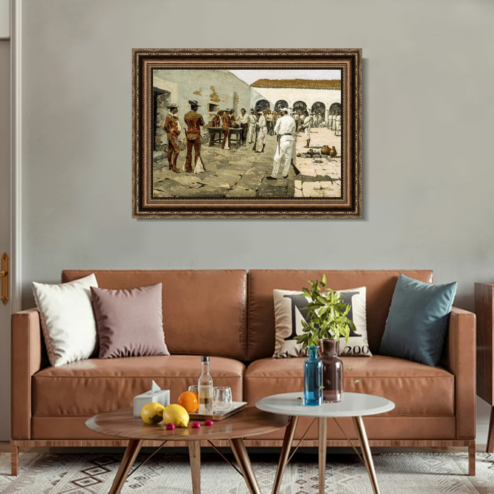 INVIN ART Framed Canvas Art Giclee Print The Mier Expedition by Frederic Remington Wall Art