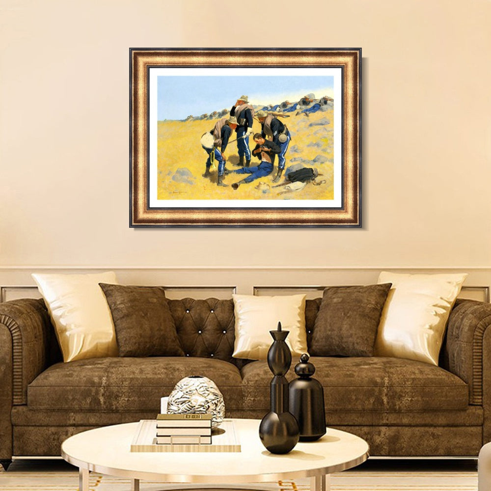 INVIN ART Framed Canvas Art Giclee Print CALL THE DOCTOR by Frederic Remington Wall Art