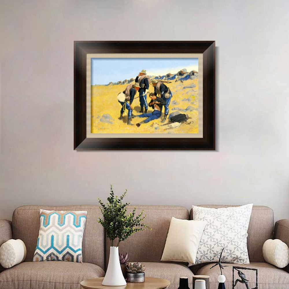 INVIN ART Framed Canvas Art Giclee Print CALL THE DOCTOR by Frederic Remington Wall Art