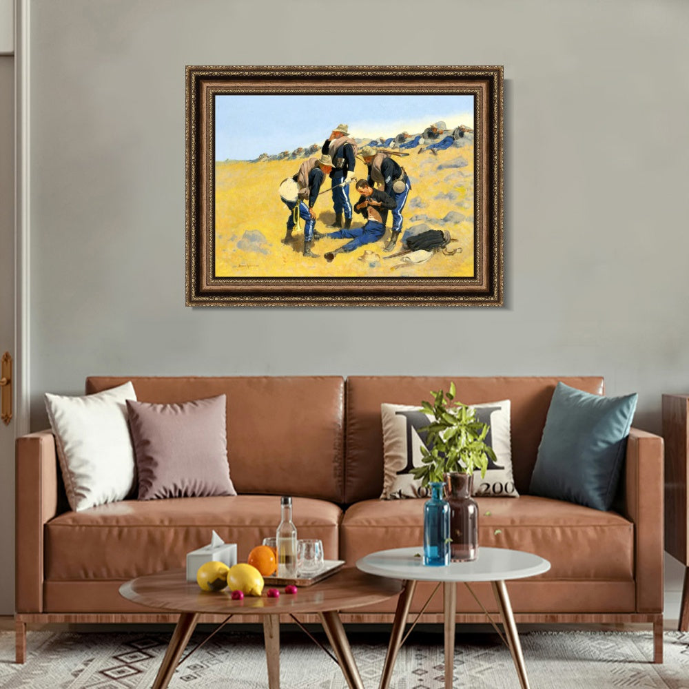 INVIN ART Framed Canvas Art Giclee Print CALL THE DOCTOR by Frederic Remington Wall Art