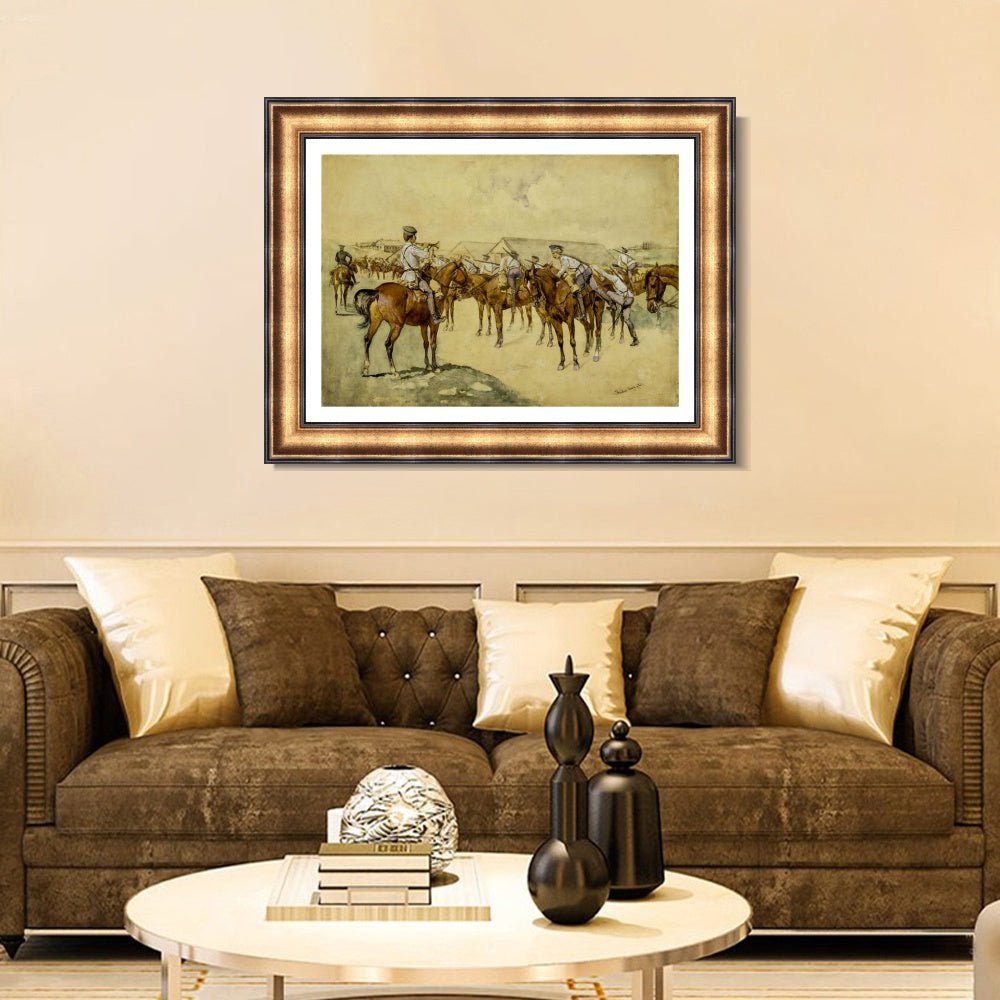 INVIN ART Framed Canvas Art Giclee Print A Call to Arms by Frederic Remington Wall Art