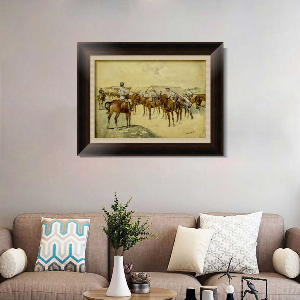 INVIN ART Framed Canvas Art Giclee Print A Call to Arms by Frederic Remington Wall Art