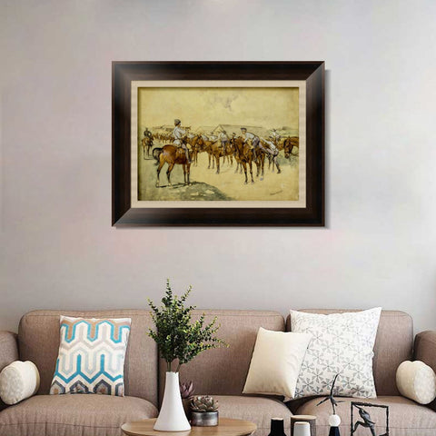 INVIN ART Framed Canvas Art Giclee Print A Call to Arms by Frederic Remington Wall Art Living Room Home Office Decorations