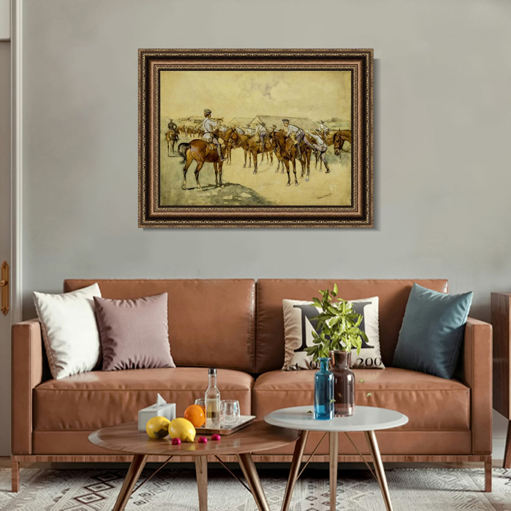 INVIN ART Framed Canvas Art Giclee Print A Call to Arms by Frederic Remington Wall Art