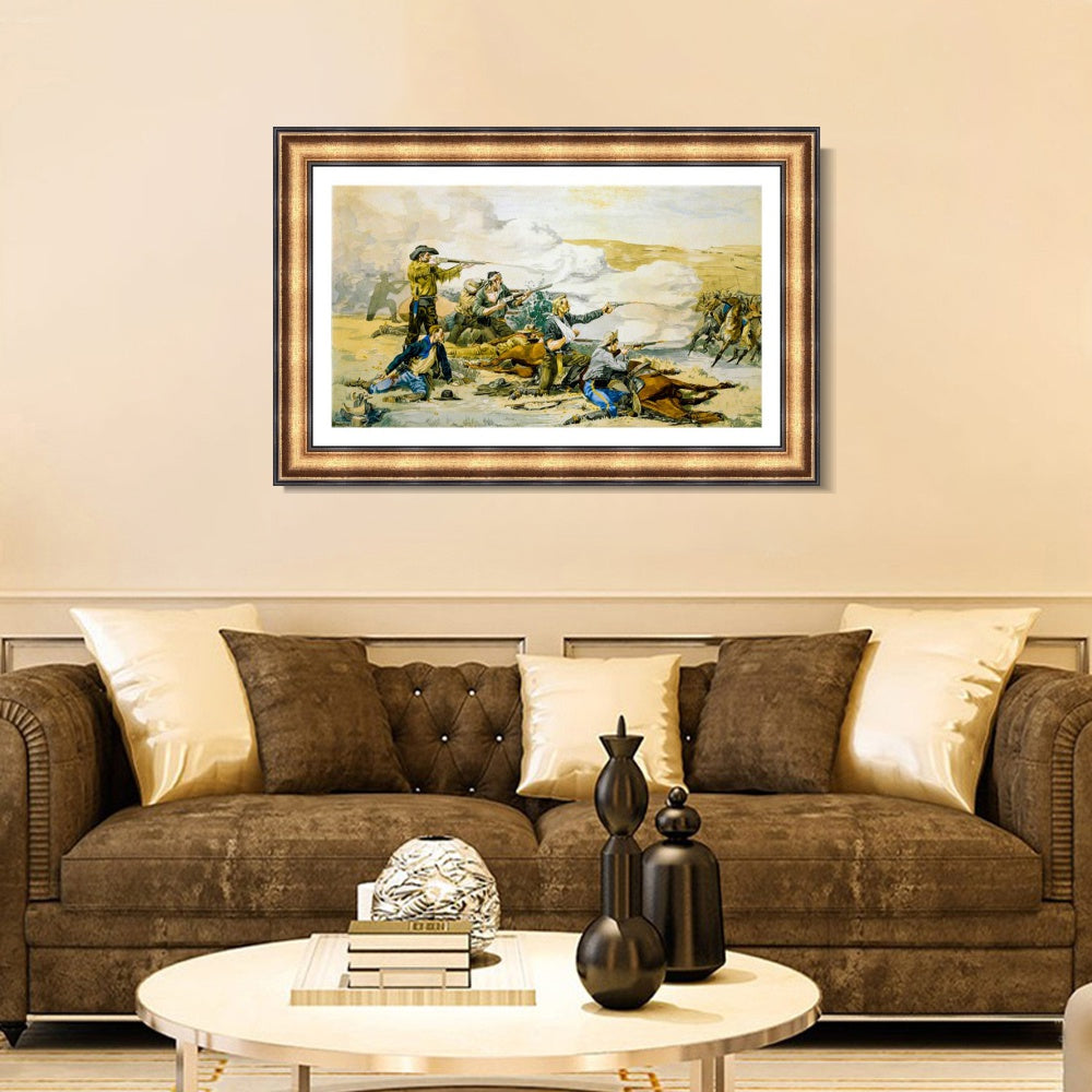 INVIN ART Framed Canvas Art Giclee Print Battle of Beecher's Island by Frederic Remington Wall Art
