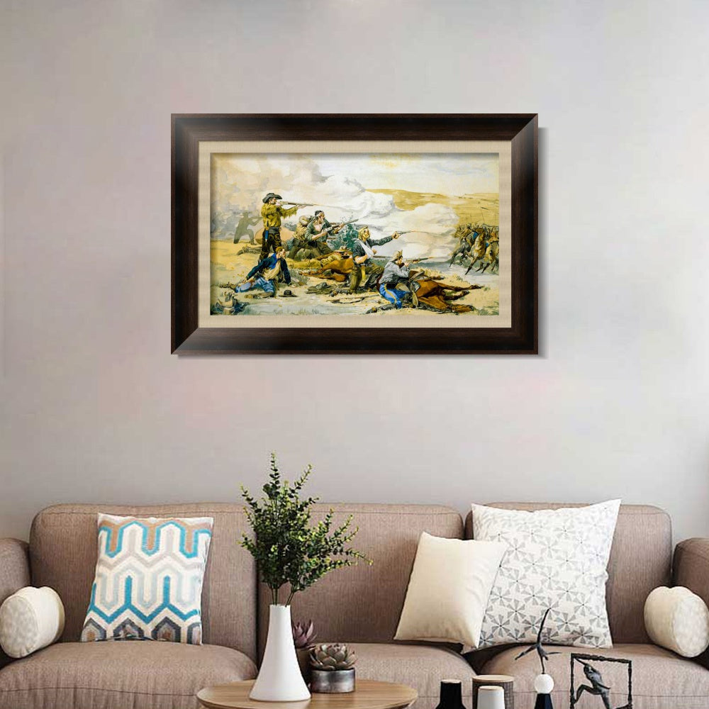 INVIN ART Framed Canvas Art Giclee Print Battle of Beecher's Island by Frederic Remington Wall Art