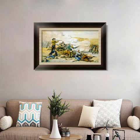 INVIN ART Framed Canvas Art Giclee Print Battle of Beecher's Island by Frederic Remington Wall Art Living Room Home Office Decorations