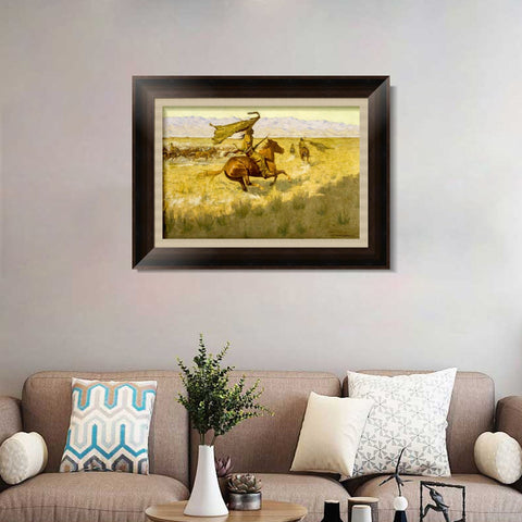 INVIN ART Framed Canvas Art Giclee Print Change of Ownership by Frederic Remington Wall Art Living Room Home Office Decorations