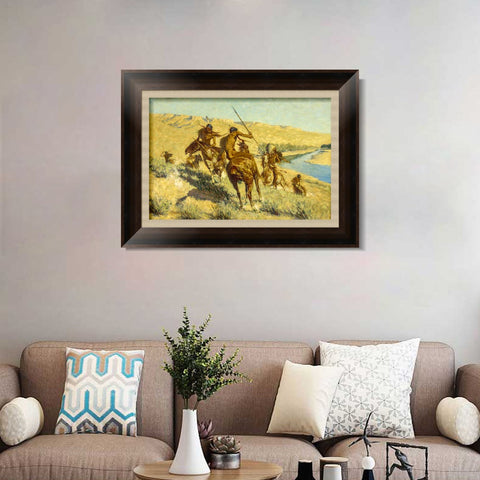 INVIN ART Framed Canvas Art Giclee Print Episode of the Buffalo Gun by Frederic Remington Wall Art Living Room Home Office Decorations