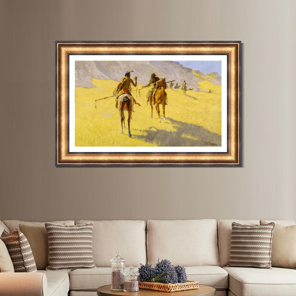 INVIN ART Framed Canvas Art Giclee Print The Parley by Frederic Remington Wall Art