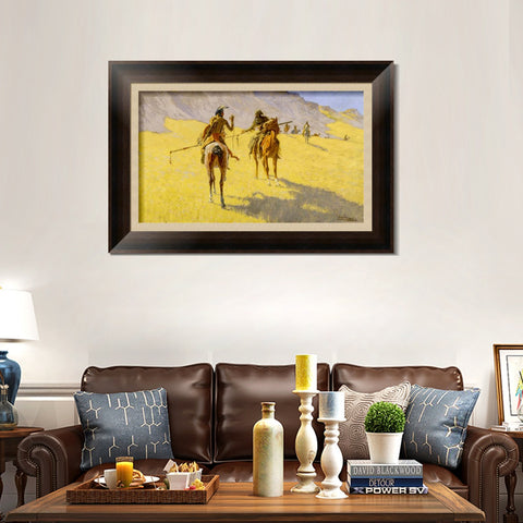 INVIN ART Framed Canvas Art Giclee Print The Parley by Frederic Remington Wall Art Living Room Home Office Decorations