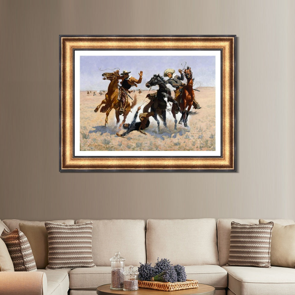 INVIN ART Framed Canvas Art Giclee Print Aiding a Comrade by Frederic Remington Wall Art