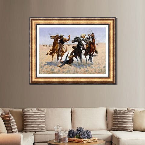 INVIN ART Framed Canvas Art Giclee Print Aiding a Comrade by Frederic Remington Wall Art Living Room Home Office Decorations