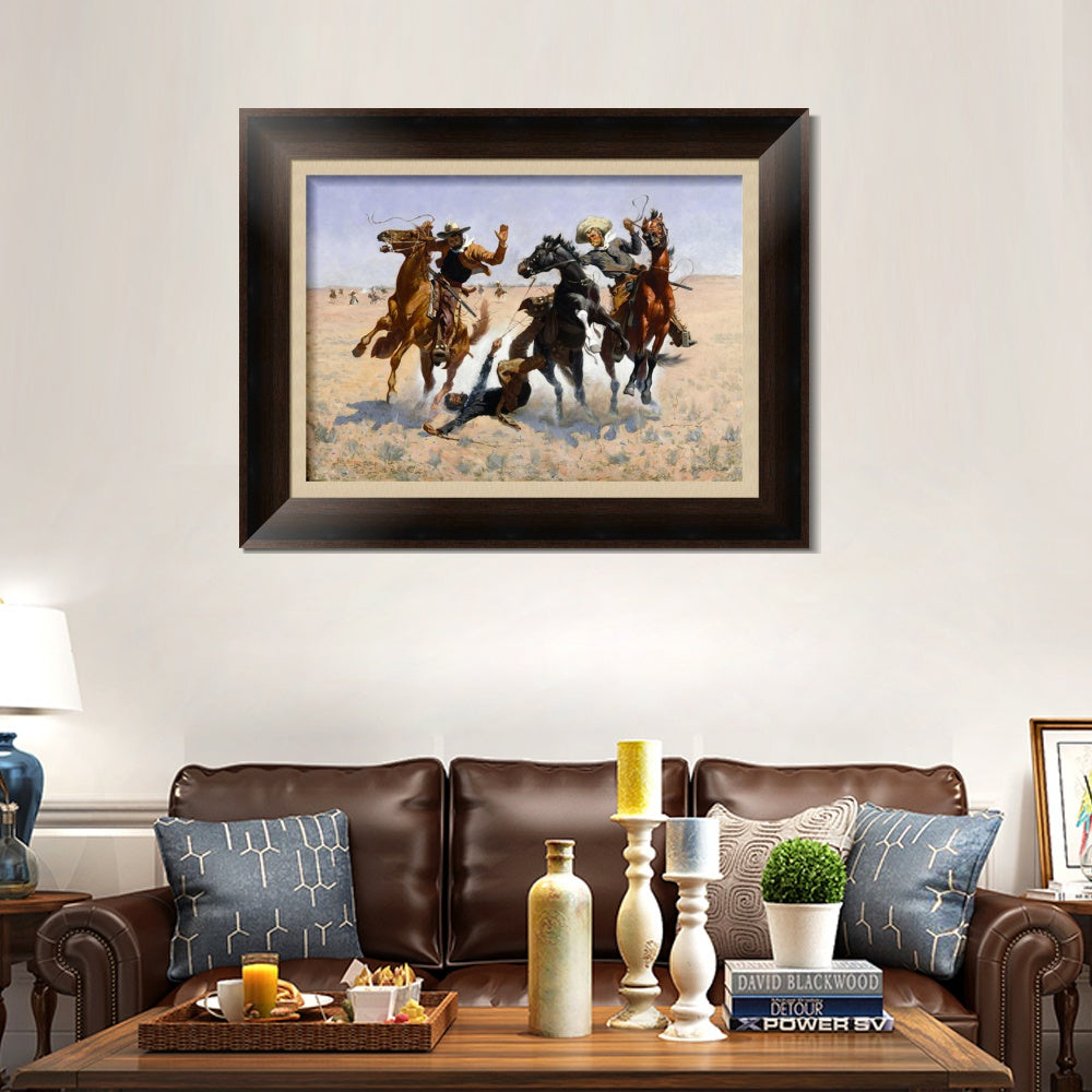 INVIN ART Framed Canvas Art Giclee Print Aiding a Comrade by Frederic Remington Wall Art