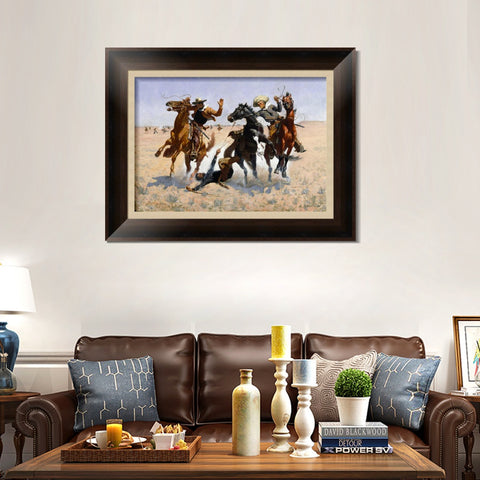 INVIN ART Framed Canvas Art Giclee Print Aiding a Comrade by Frederic Remington Wall Art Living Room Home Office Decorations