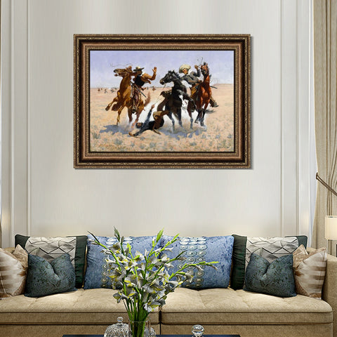 INVIN ART Framed Canvas Art Giclee Print Aiding a Comrade by Frederic Remington Wall Art Living Room Home Office Decorations