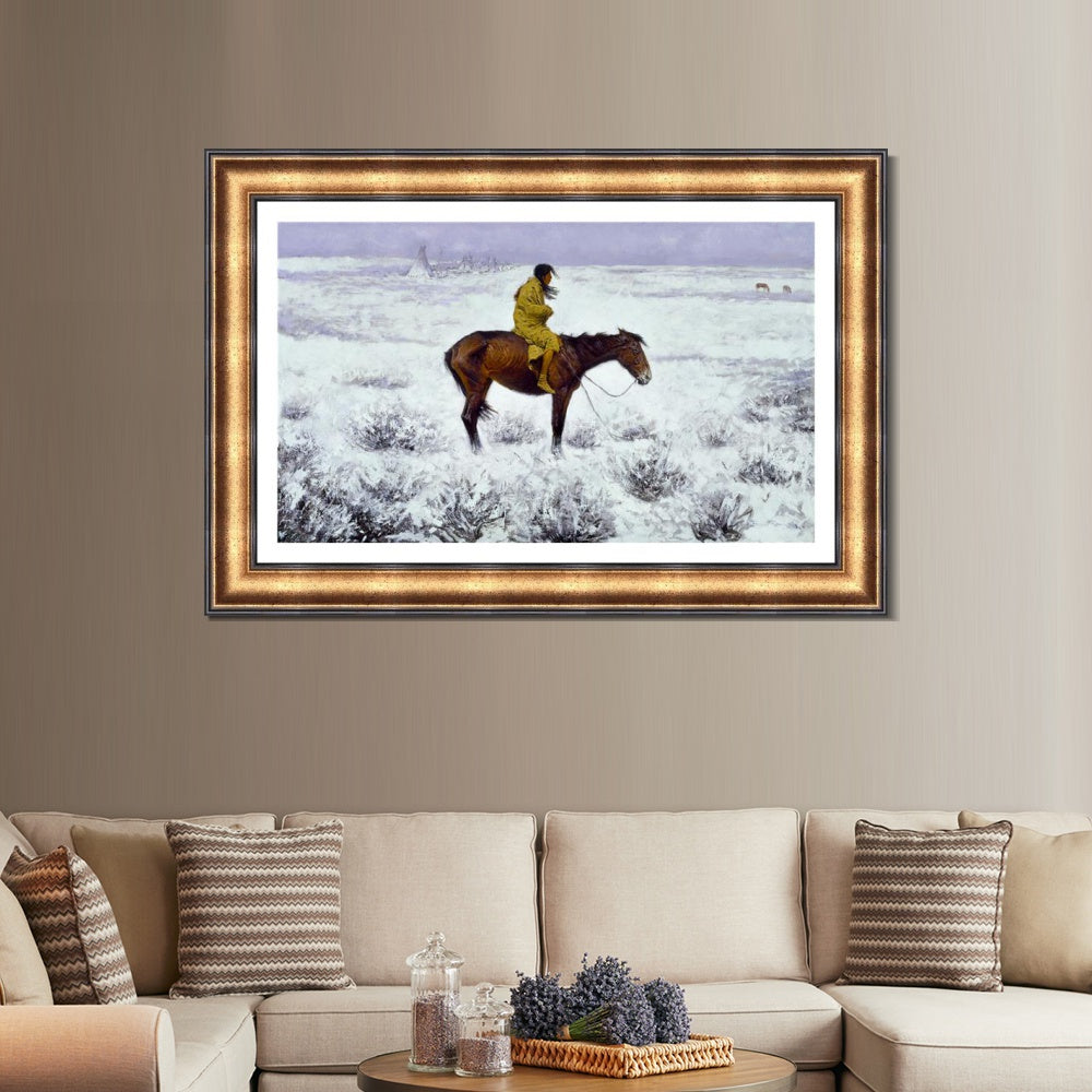 INVIN ART Framed Canvas Art Giclee Print The Herd Boy by Frederic Remington Wall Art