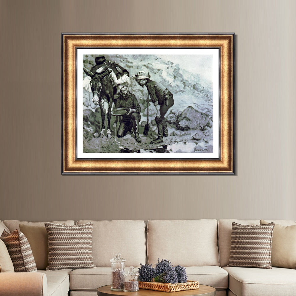 INVIN ART Framed Canvas Art Giclee Print Miners Prospecting by Frederic Remington Wall Art
