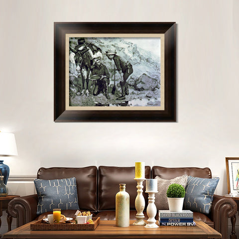INVIN ART Framed Canvas Art Giclee Print Miners Prospecting by Frederic Remington Wall Art Living Room Home Office Decorations