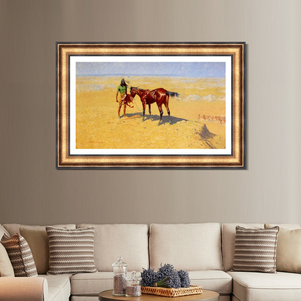 INVIN ART Framed Canvas Art Giclee Print Down,1905-1906 by Frederic Remington Wall Art