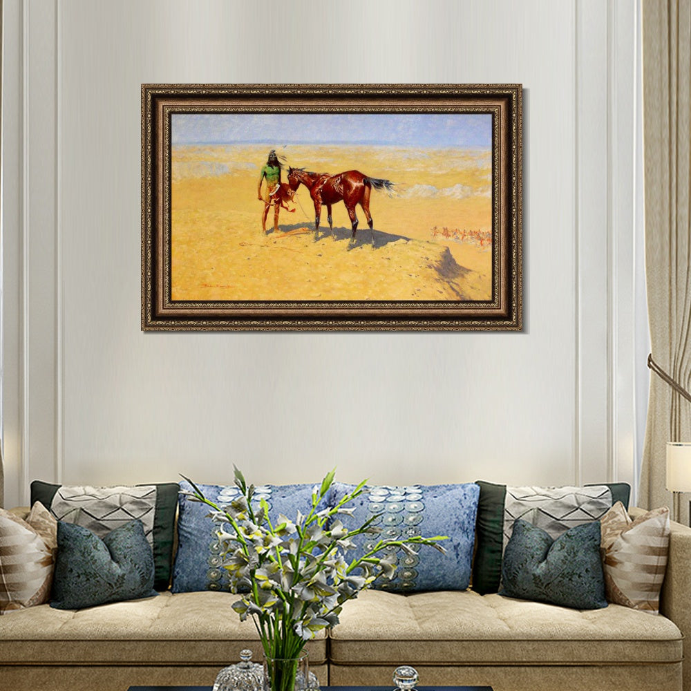 INVIN ART Framed Canvas Art Giclee Print Down,1905-1906 by Frederic Remington Wall Art