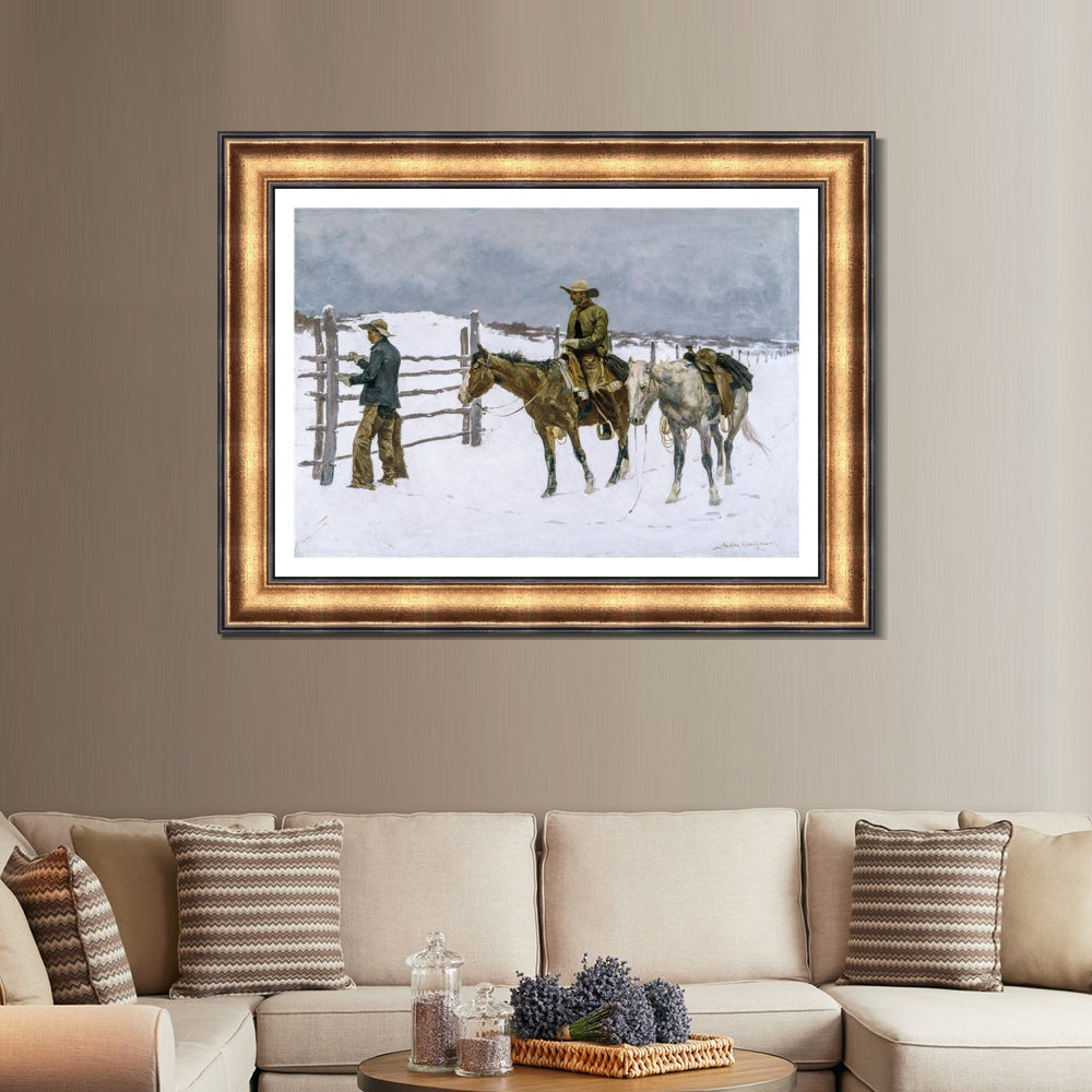 INVIN ART Framed Canvas Art Giclee Print The Fall of the Cowboy, 1895 by Frederic Remington Wall Art