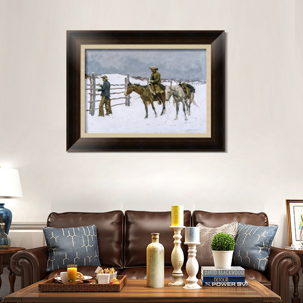 INVIN ART Framed Canvas Art Giclee Print The Fall of the Cowboy, 1895 by Frederic Remington Wall Art