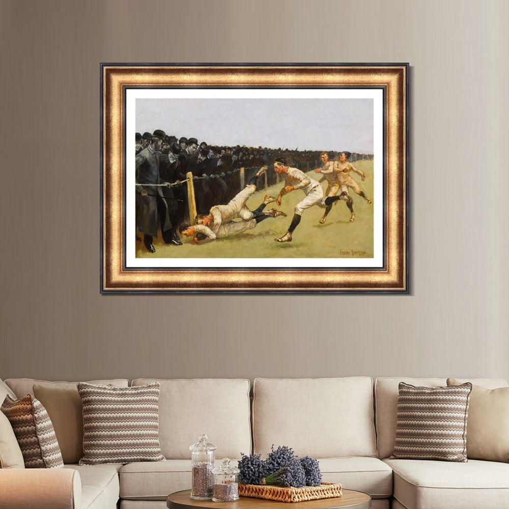 INVIN ART Framed Canvas Art Giclee Print Touchdown Yale vs. Princeton by Frederic Remington Wall Art